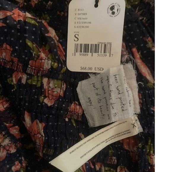 🌸 NWT - Smocked Floral Tube Top - Free People 🌸 Size S - Picture 6 of 7